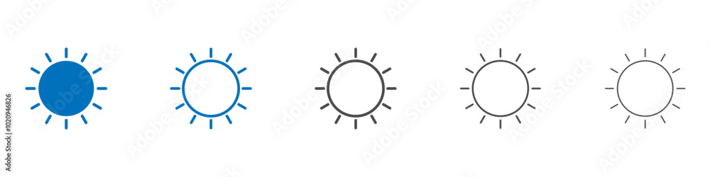 Sun icon Isolated flat vector in outline Sun icon Isolated flat vector in outline