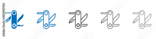 Swiss Knife icon Isolated flat vector in outline