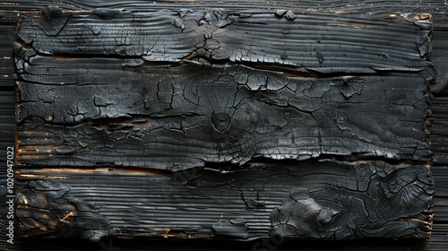 Blackened Wooden Plank with Cracked Surface photo