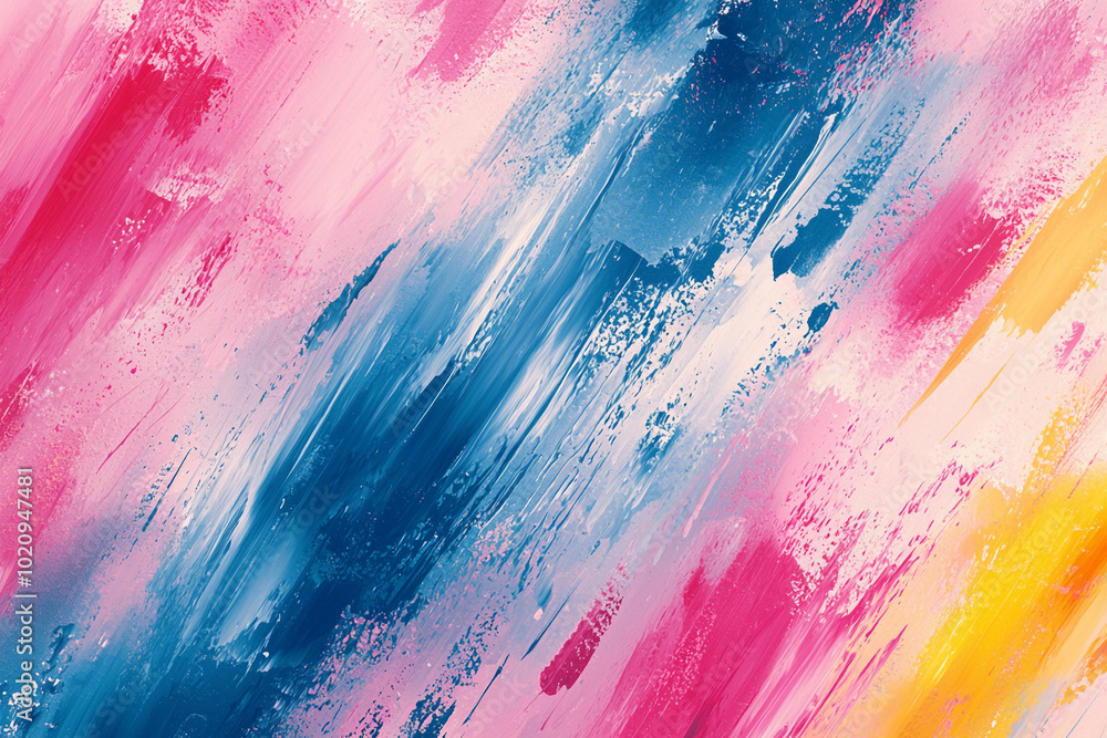 Vibrant abstract painting with bold strokes of pink, blue, and yellow Vibrant abstract painting with bold strokes of pink, blue, and yellow