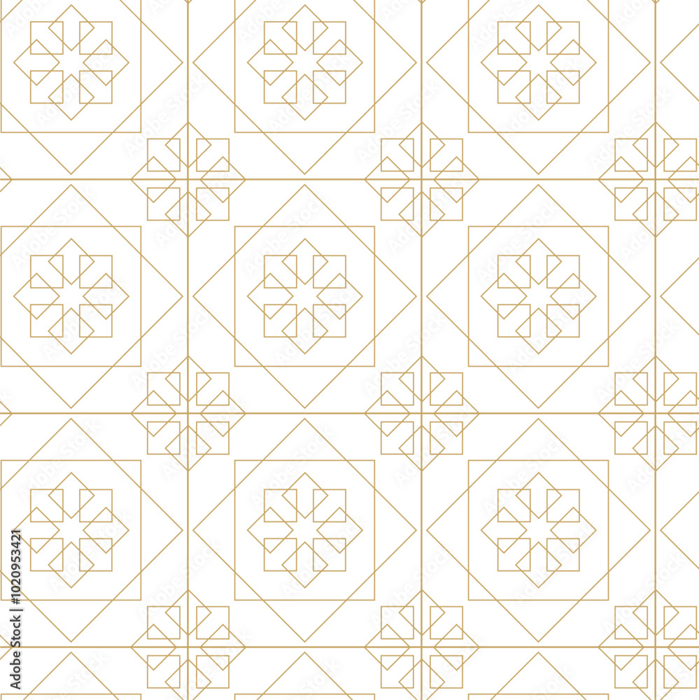 Abstract geometric pattern with crosses, stripes, lines. Seamless vector background. White and gold ornament. Modern reticulated graphic design. Abstract geometric pattern with crosses, stripes, lines. Seamless vector background. White and gold ornament. Modern reticulated graphic design.