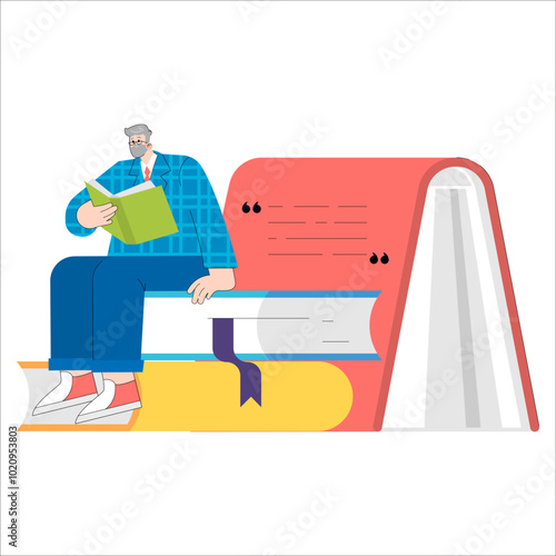 Older Businessman. Flat Vector Illustration