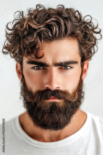 Portrait of a bearded man, focus on facial features