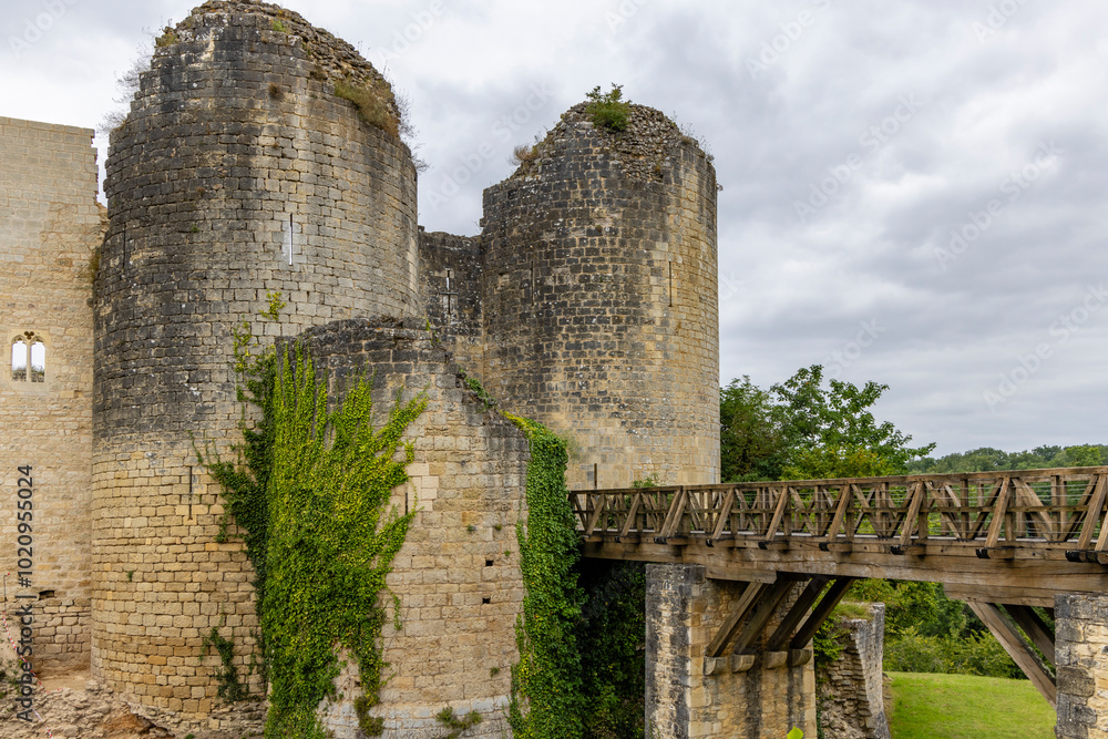 Obraz premium Chateau de Gencay ruins (Du Guesclin), department Vienne, Aquitaine, France