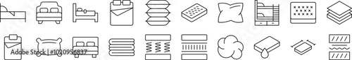 Pillow, Cushion Line Icon Collection. Editable Stroke. Perfect for Infographics, Articles, Books, Flyers, Banners