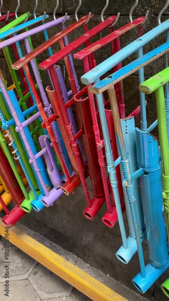 Traditional Javanese musical instruments called 'angklung' Traditional Javanese musical instruments called 'angklung'