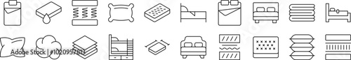 Pillow, Cushion Outline Picture Collection. Editable Stroke. Perfect for Infographics, Articles, Books, Flyers, Banners