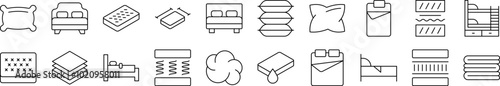 Pillow, Cushion Outline Sign Collection. Editable Stroke. Perfect for Infographics, Articles, Books, Flyers, Banners