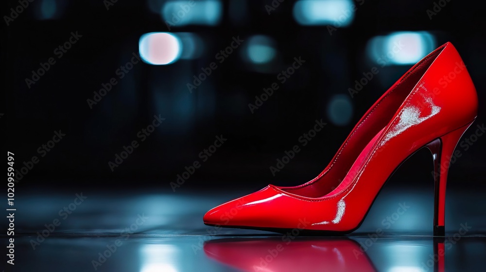 A pair of red high heel shoes sits elegantly, showcasing fashion and style in women's footwear.. A pair of red high heel shoes sits elegantly, showcasing fashion and style in women's footwear..
