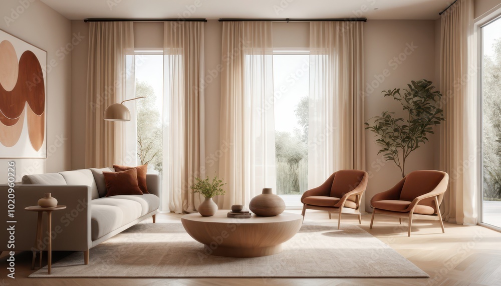 Serenity in Earthy Tones: Modern Living Room Decor Serenity in Earthy Tones: Modern Living Room Decor