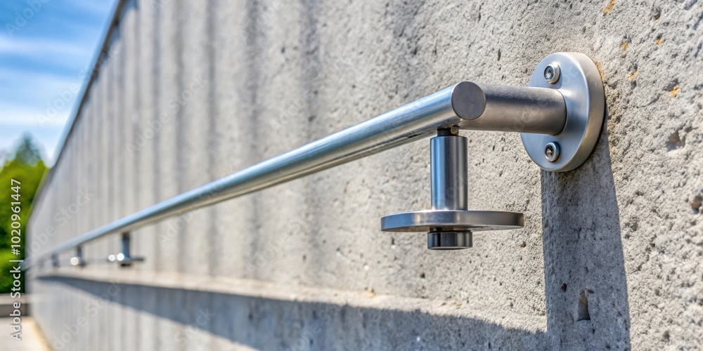 Stainless Steel Handrail on Concrete Wall with Screws Stainless Steel Handrail on Concrete Wall with Screws