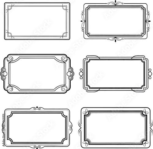 Vintage ornament frame. Decorative border frames, retro style divider