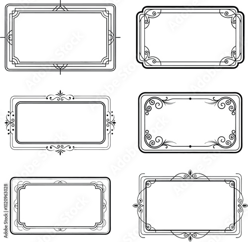 Vintage ornament frame. Decorative border frames, retro style divider