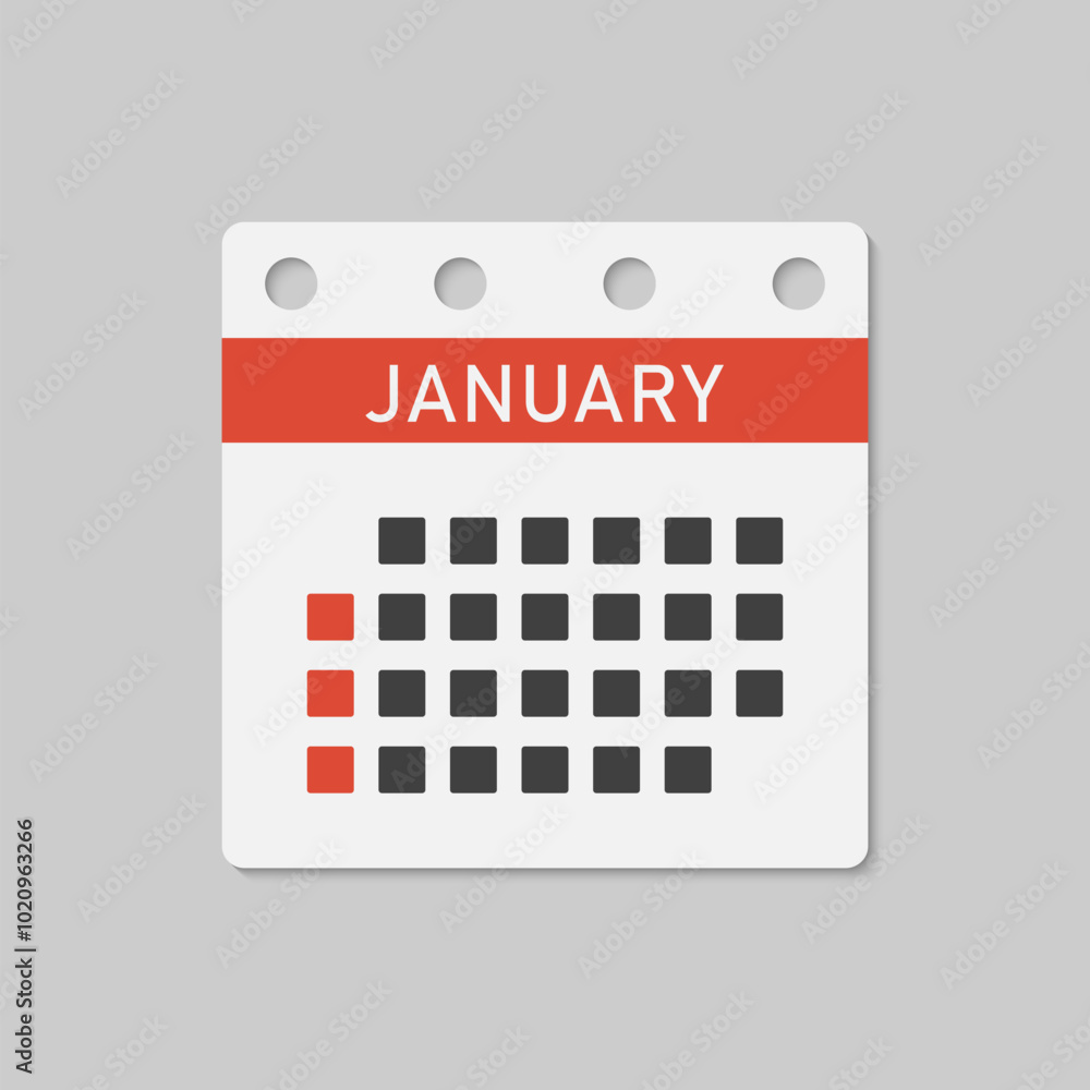 Vector template icon page calendar, month January Vector template icon page calendar, month January