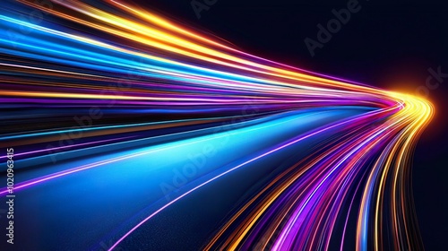 An abstract dynamic background features long exposure light trails, symbolizing speed and movement..