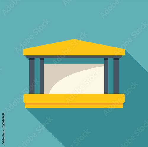 Simple vector illustration of a yellow street food stand with empty countertop offering refreshments