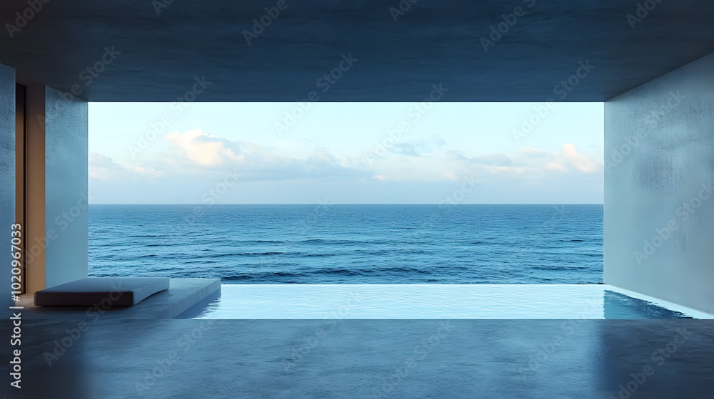 Fototapeta premium Ocean View: A broad view of the ocean, showcasing its vast expanse and natural beauty.