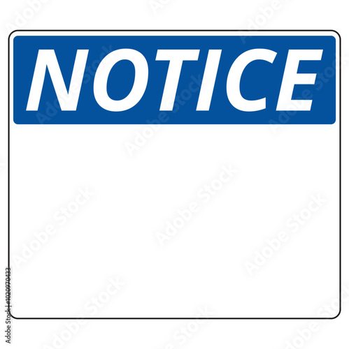 Editable blank white and blue notice banner with copy space