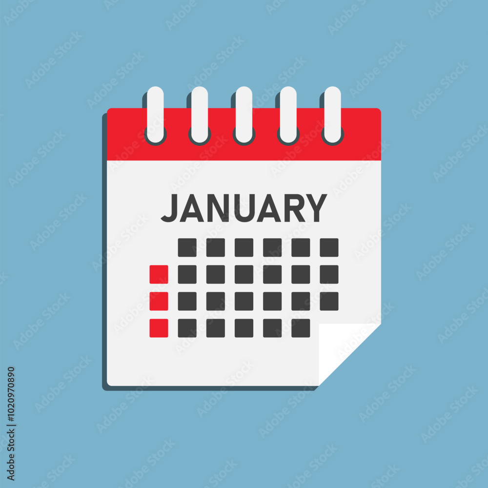 Vector template icon page calendar, month January Vector template icon page calendar, month January