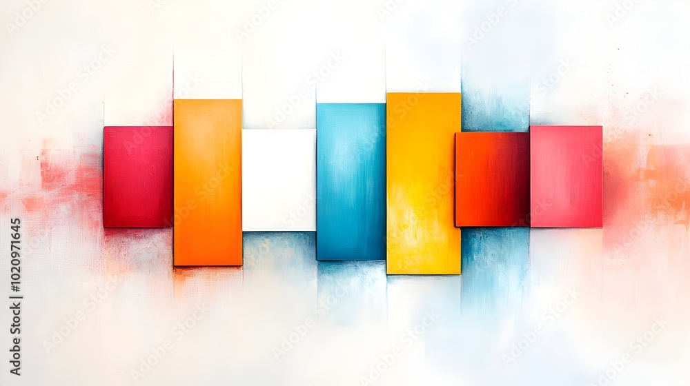 Vibrant and Energetic Abstract Expressionist Painting with Bold Horizontal Color Bars in Contrasting Hues on a Minimalist Background Capturing the Essence of Mid 20th Century Abstract Art Vibrant and Energetic Abstract Expressionist Painting with Bold Horizontal Color Bars in Contrasting Hues on a Minimalist Background Capturing the Essence of Mid 20th Century Abstract Art