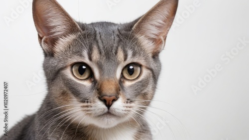 Portrait of Blue abyssinian cat on grey background