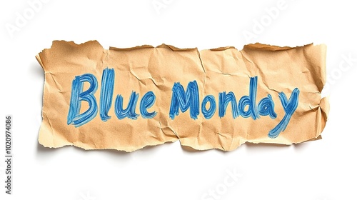 Blue Monday cartoon illustration with sad face,generated with AI.