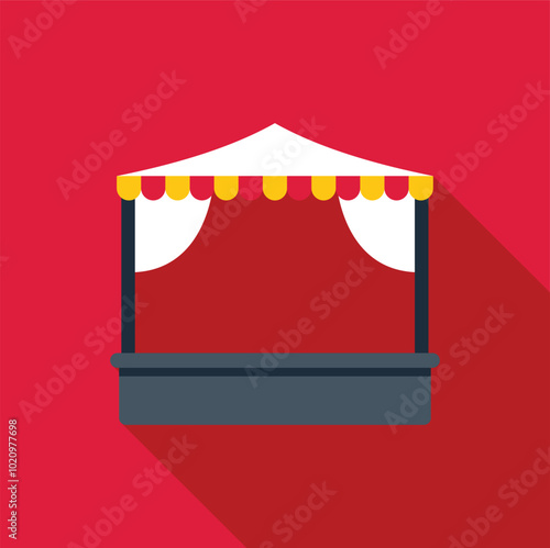 Illustration featuring a street food stall with awning, waiting for customers to arrive and order