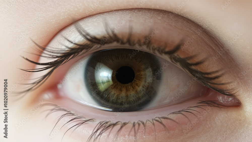 Fototapeta premium A detailed close-up of a human eye, with every vein and detail of the iris and pupil sharply visible. , Ai Generator.