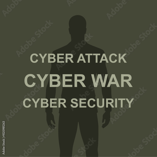 Vektor Silhouette - Sicherheit und Cyber Security in der Industrie - Unternehmen und Mitarbeiter - Schutz vor Spionage und Datenklau - Technologie - Cyber war