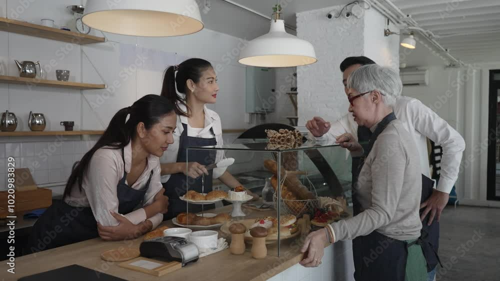 Entrepreneur and team are working at bakery and coffee shop. Small business, occupation, bakery and coffee shop. Entrepreneur and team are working at bakery and coffee shop. Small business, occupation, bakery and coffee shop.