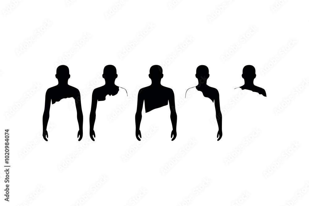 human silhouettes of diverse people profile in various positions human silhouettes of diverse people profile in various positions