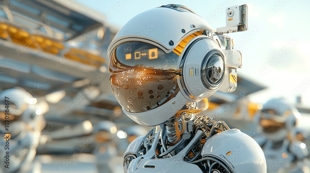 Fototapeta premium Solar arrays on futuristic spacecraft, interplanetary clean energy, 3D illustration