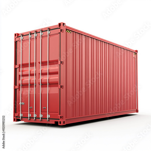 Industrial Fresh Cargo Container on Solid White Background