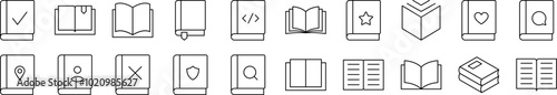 Book and Reading Simple Icon Collection. Editable Stroke. Perfect for Infographics, Articles, Books, Flyers, Banners
