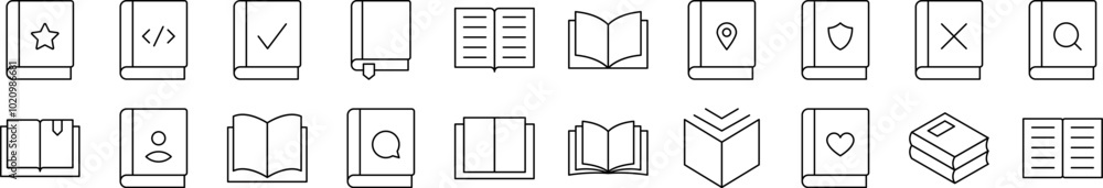 Book and Reading Line Icon Collection. Editable Stroke. Perfect for Infographics, Articles, Books, Flyers, Banners Book and Reading Line Icon Collection. Editable Stroke. Perfect for Infographics, Articles, Books, Flyers, Banners