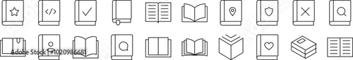 Book and Reading Line Icon Collection. Editable Stroke. Perfect for Infographics, Articles, Books, Flyers, Banners