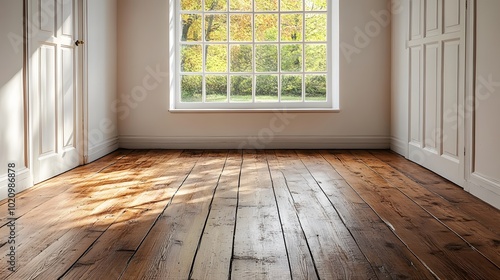 Wallpaper Mural Minimalist living room interior with white walls, light wooden floors, and uncluttered space Torontodigital.ca