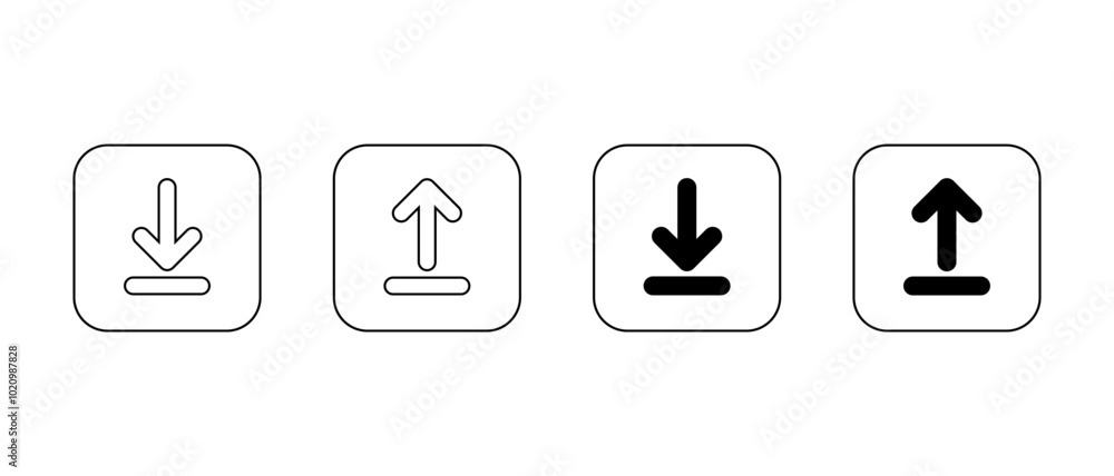 Download and upload icon on square line Download and upload icon on square line