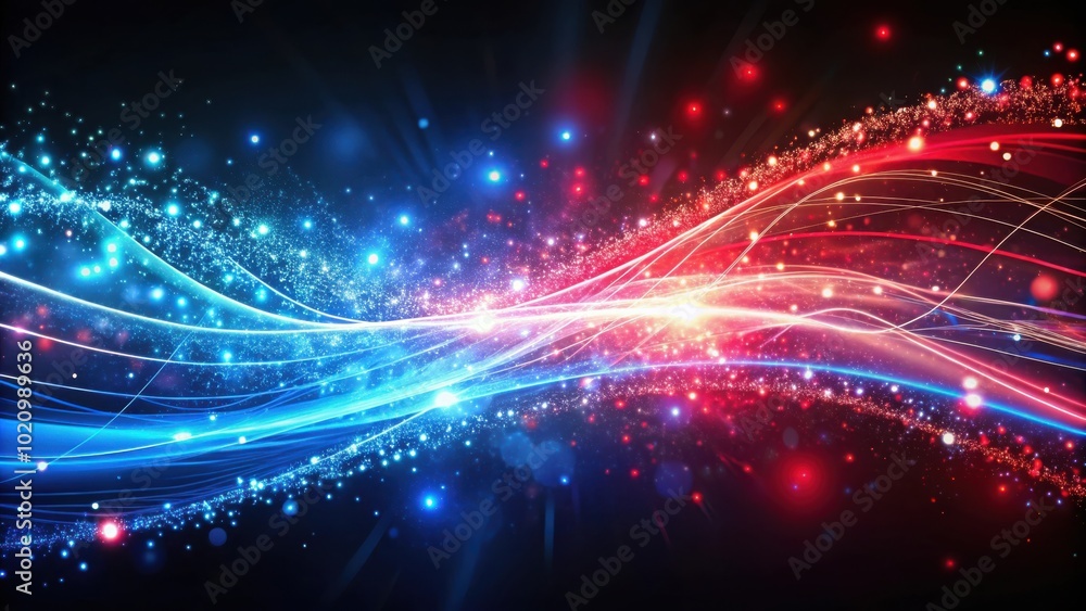 Obraz premium Abstract Cosmic Dance of Blue and Red Light Waves