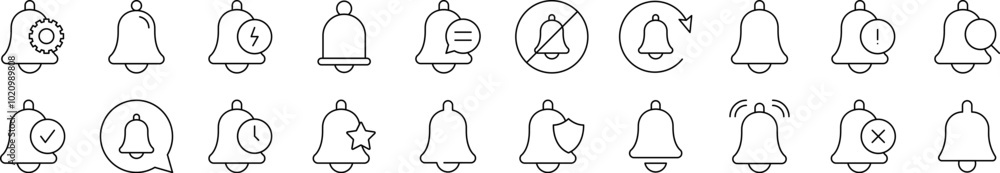 Ring, Bell Related Line Icon Collection. Editable Stroke. Perfect for Infographics, Articles, Books, Flyers, Banners Ring, Bell Related Line Icon Collection. Editable Stroke. Perfect for Infographics, Articles, Books, Flyers, Banners