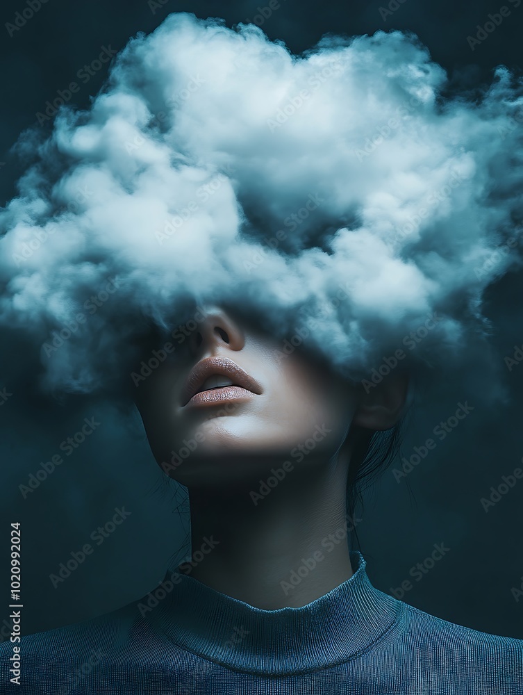 Image of a Person with a Cloud Covering the Face Image of a Person with a Cloud Covering the Face