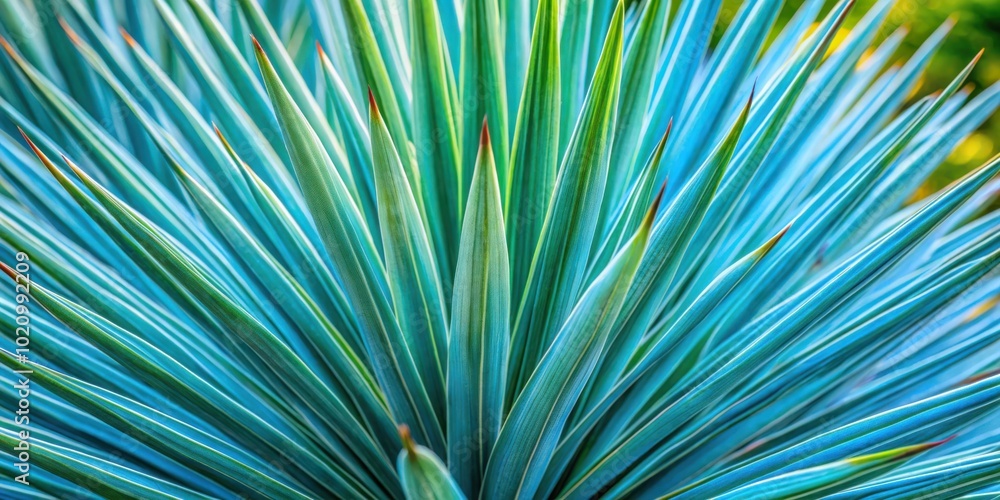 Obraz premium A vibrant close-up of a blue agave plant, showcasing the intricate details and vibrant colors of the spiky leaves.