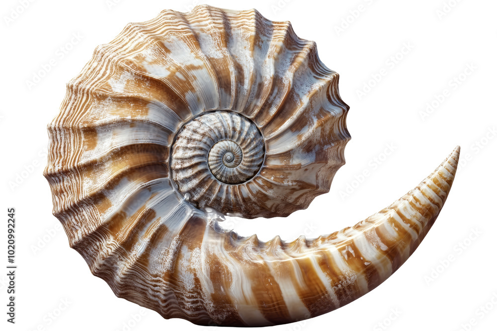 Detailed close-up of a beautiful seashell against a white background, showcasing its intricate patterns and natural textures. Detailed close-up of a beautiful seashell against a white background, showcasing its intricate patterns and natural textures.