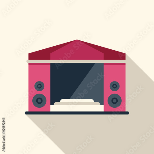 Open air stage with sound speakers is ready for music band playing live music at a festival