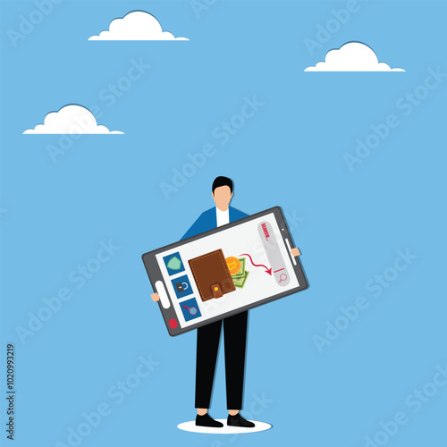 Businessman searching about digital wallet