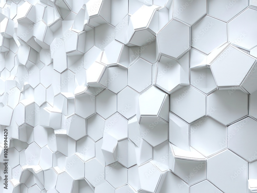 3D futuristic honeycomb mosaic wallpaper with white geometric mesh texture 3D futuristic honeycomb mosaic wallpaper with white geometric mesh texture