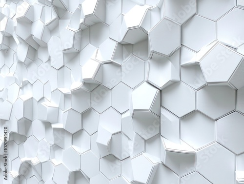 3D futuristic honeycomb mosaic wallpaper with white geometric mesh texture