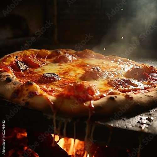 Spicy Peri Peri Chicken Pizza with Thin Crust from a Traditional Kitchen