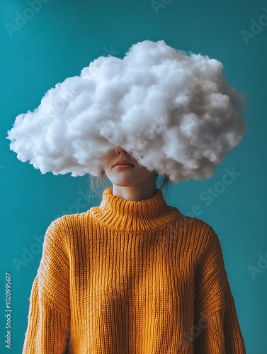 Image of a Person with a Cloud Covering the Face