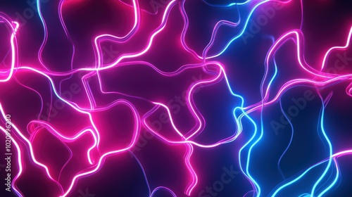 3D glowing neon lines forming an abstract, tangled pattern